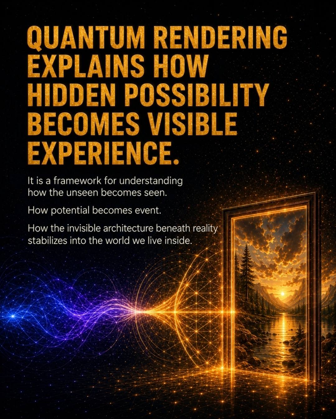 Quantum Rendering explains how hidden possibility becomes visible experience.